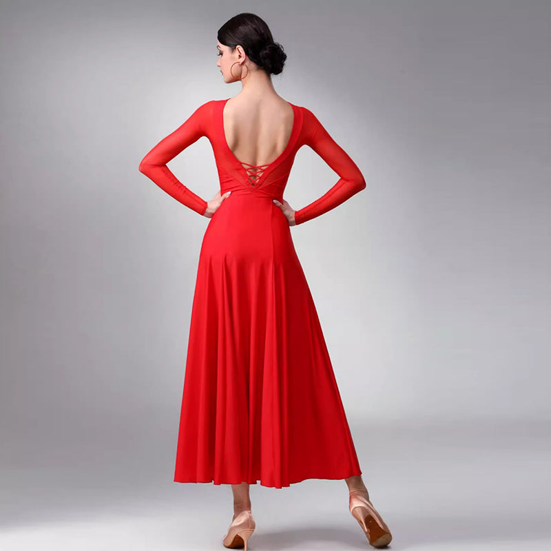 TID Customisable Women's Long Sleeve Dance Dresses Performance Competition Dancewear