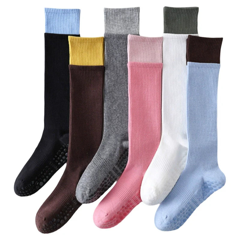 Yoga Pilates Knit Cotton Grip Long Socks