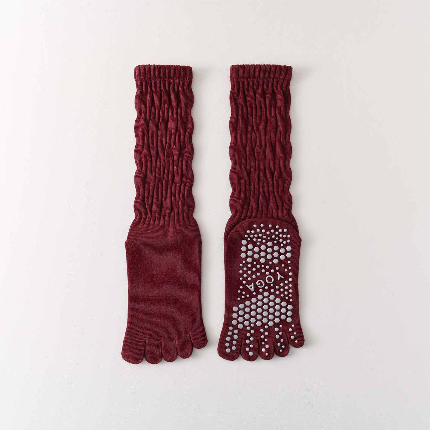 Five-Toe Split Yoga Pilates Knit Cotton Grip Short Socks