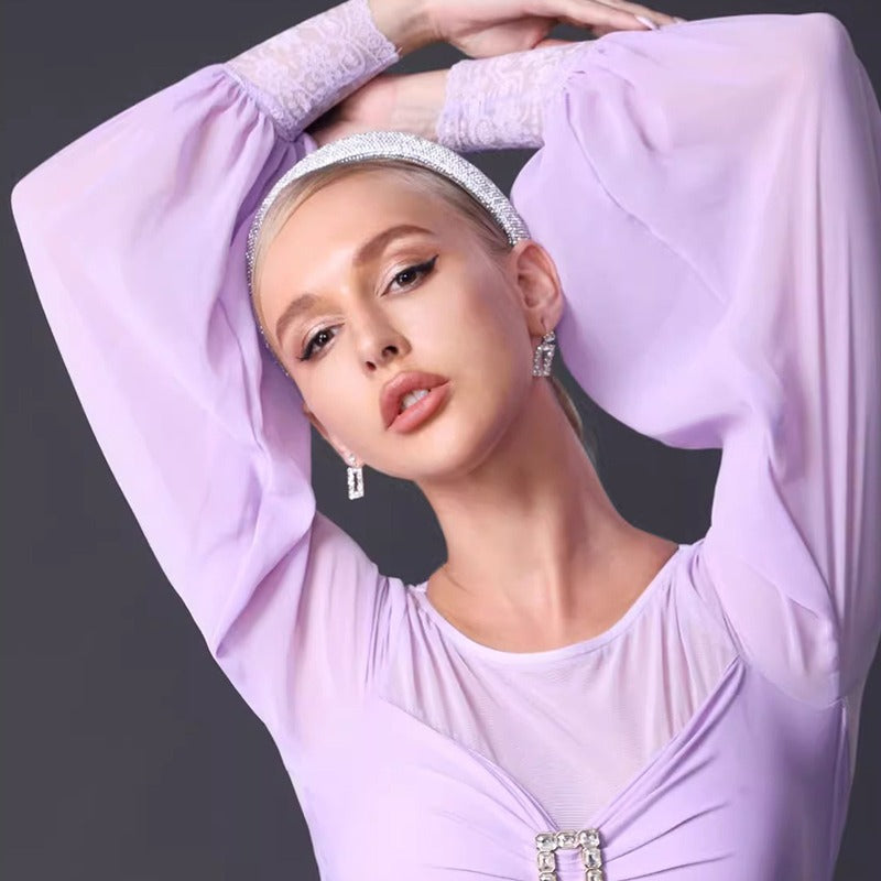 TID Customisable Women's Long Sleeve Dance Dresses Performance Competition Dancewear