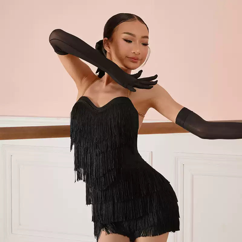 Z Girl's Black Gloves Latin Dance Accessories