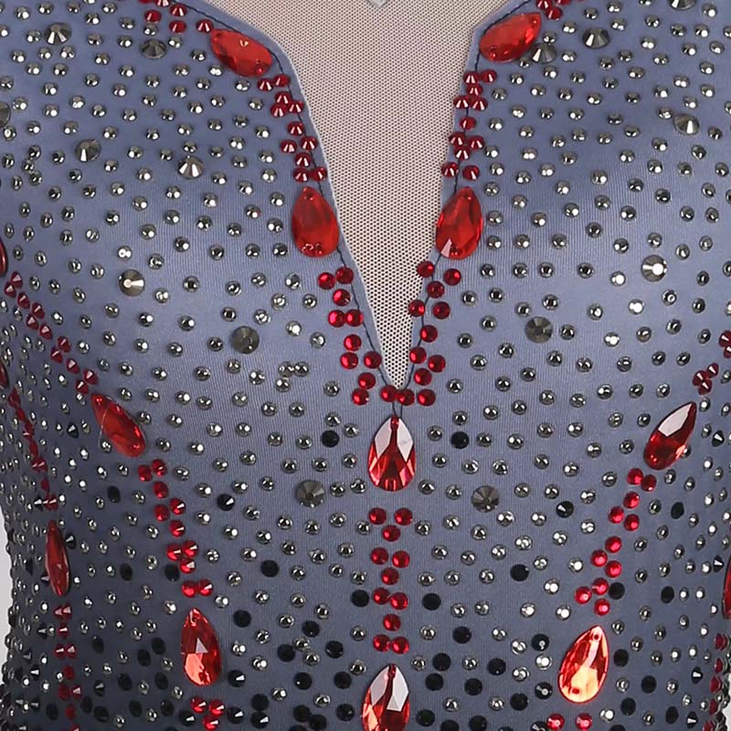YZY Customisable-Women's Black Long Sleeve Tassel Rhinestone DanceWear Dance Dress Performance Wear