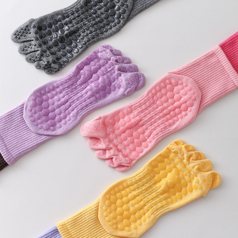 Five-Toe Split Yoga Pilates Knit Cotton Grip Short Socks