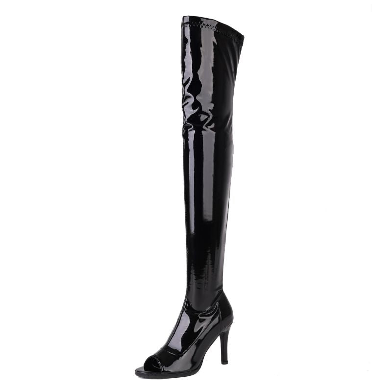 Women's 9cm Heel Leatherette Jazz Shoes Rubber Sole Open Toe Boot