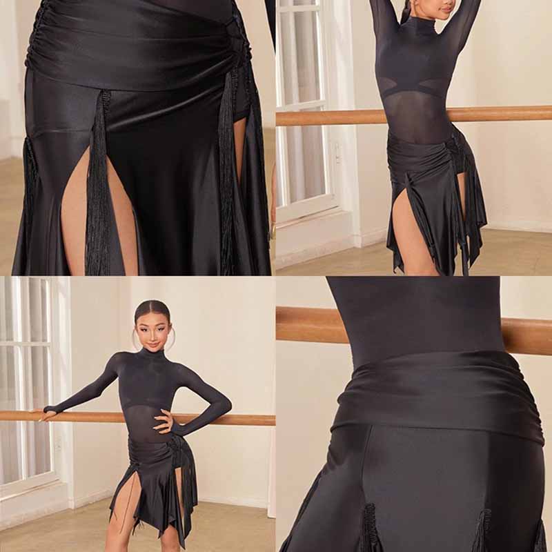 Z Girls Black Milk Silk Dance Skirt DanceWear Training Performance Skirts