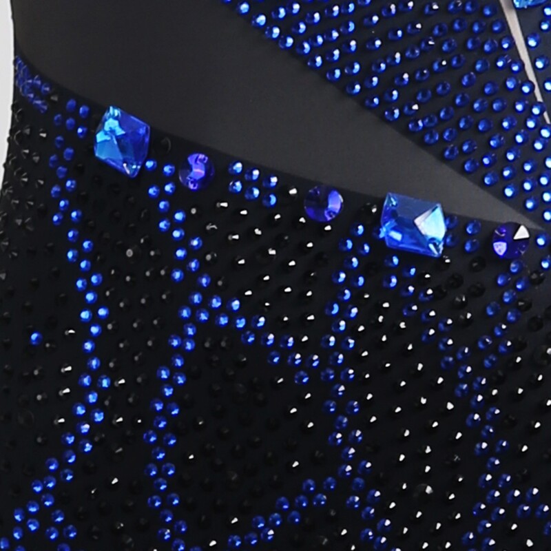 YZY Customisable-Women's Blue Sleeveless Tassel DanceWear Dance Dress Performance Wear
