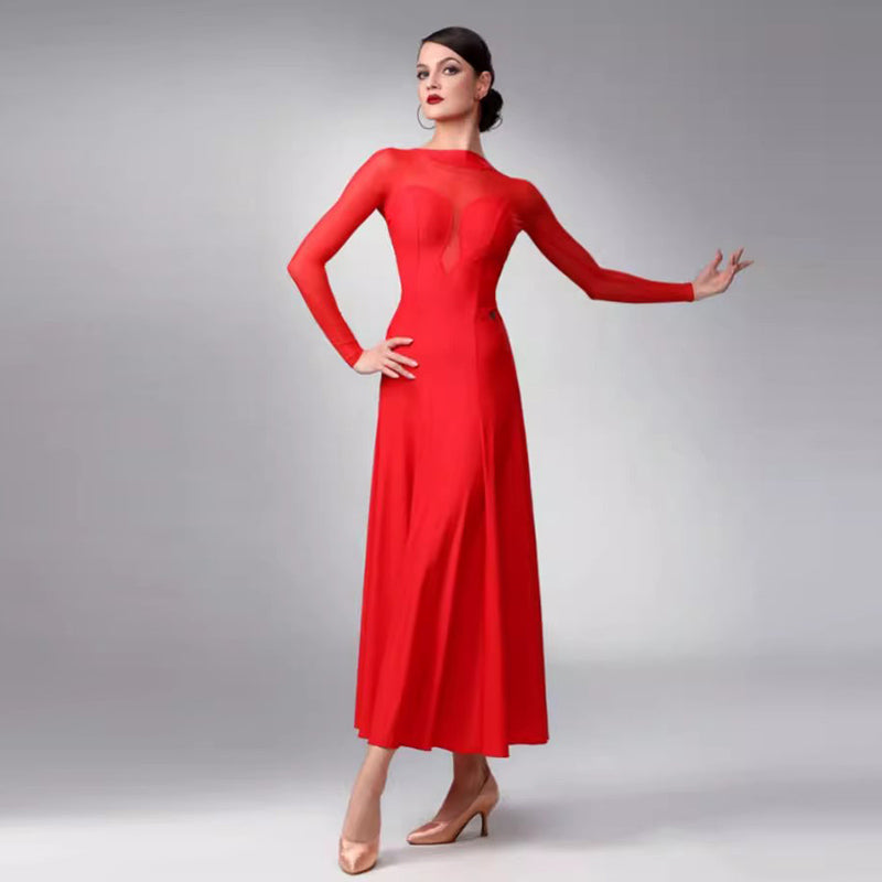 TID Customisable Women's Long Sleeve Dance Dresses Performance Competition Dancewear