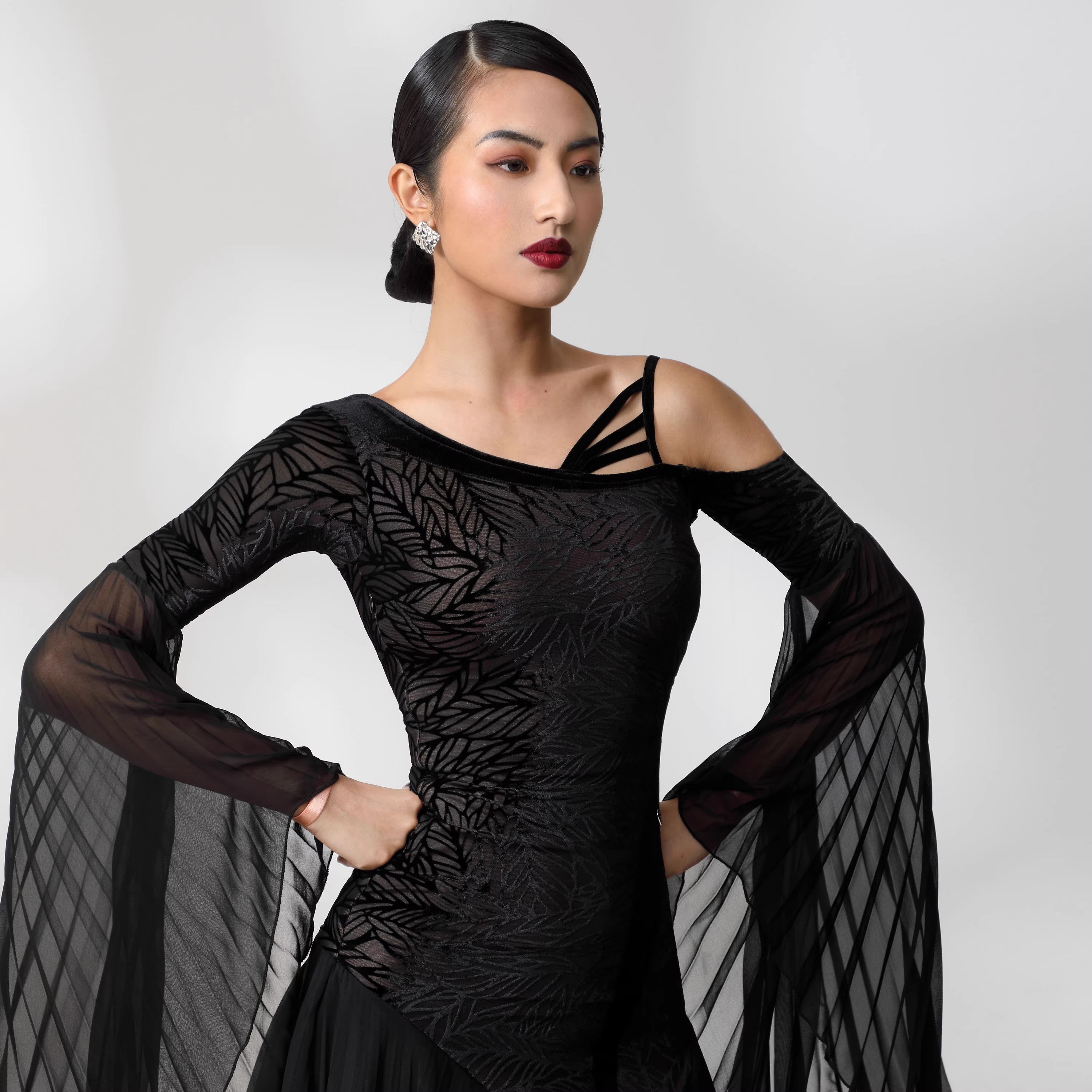 TID Customisable Women's Black Dance Dresses Performance Competition Dancewear