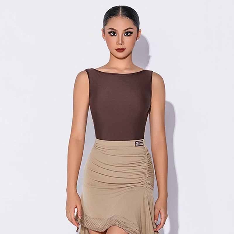 HC Women's Sleeveless Latin Dance Tops Dance Wear Training Performance Bodysuit