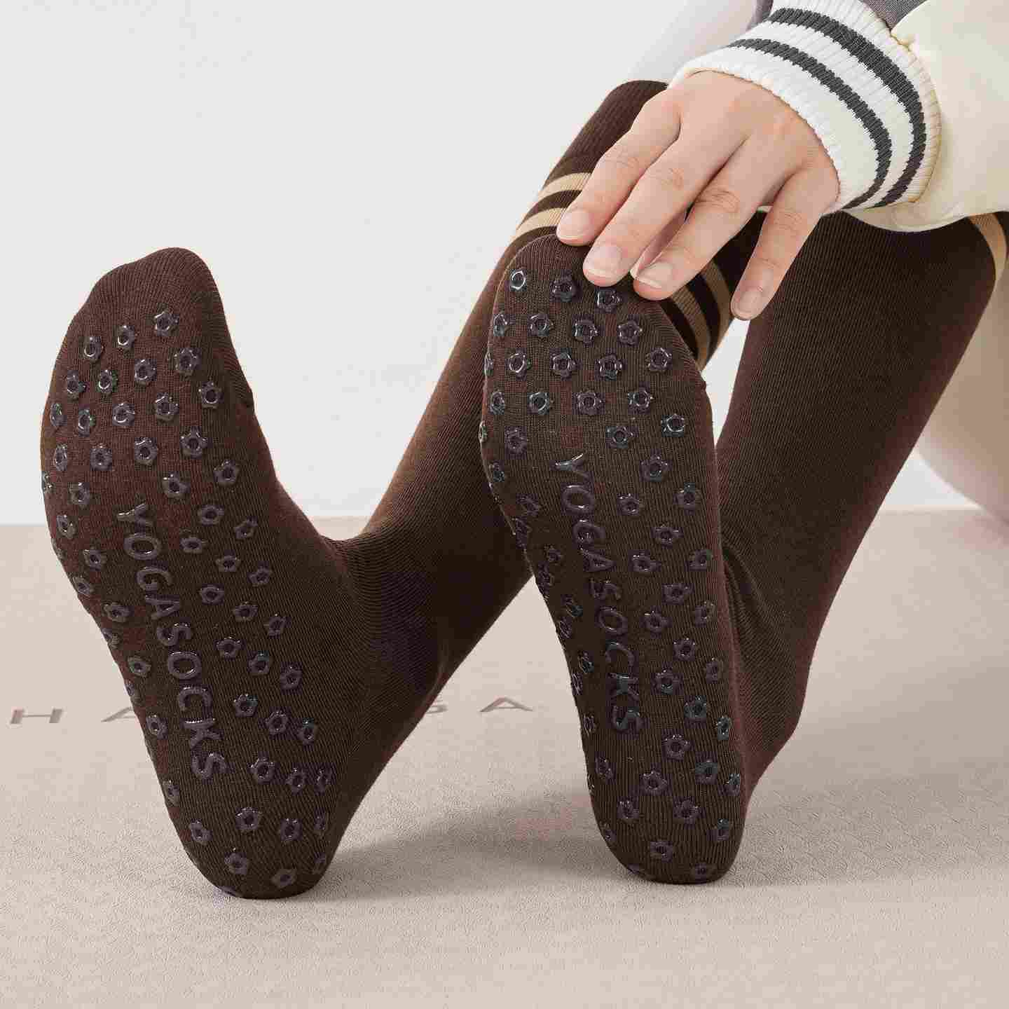 Yoga Pilates Knit Cotton Grip Long Socks