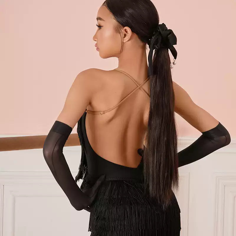 Z Girl's Black Gloves Latin Dance Accessories