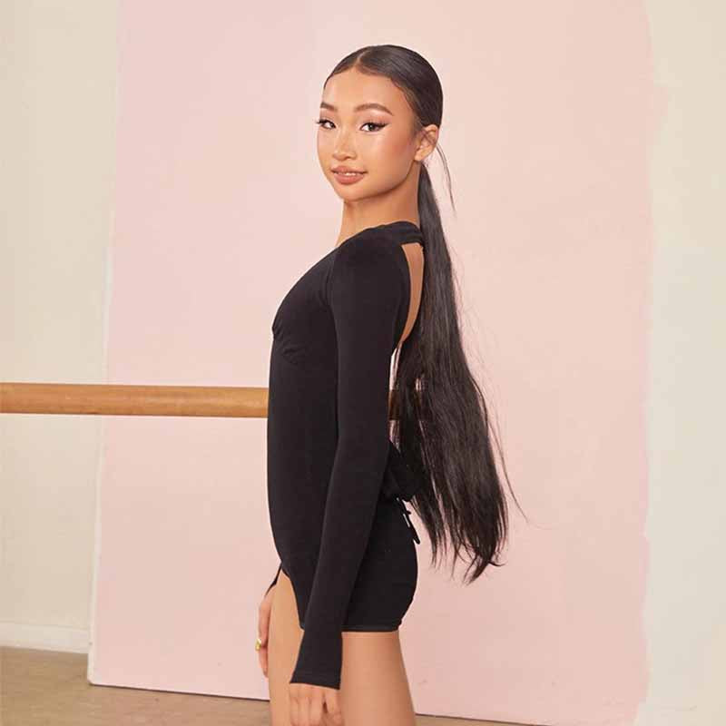 Z Girls Long Sleeve Backless Latin Dance Tops Dance Wear Training Performance