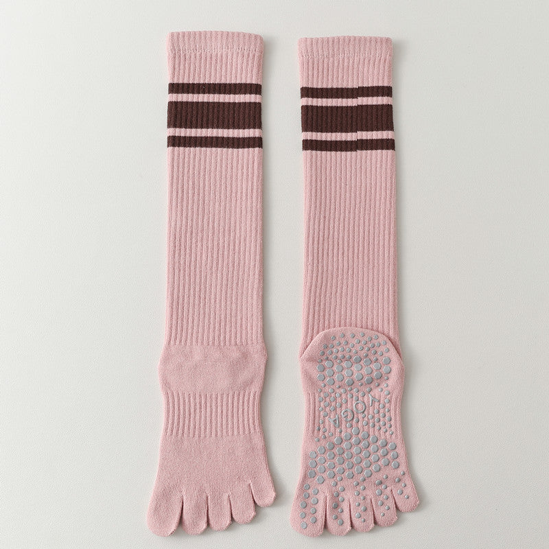Five-Toe Split Yoga Pilates Knit Cotton Grip Long Socks