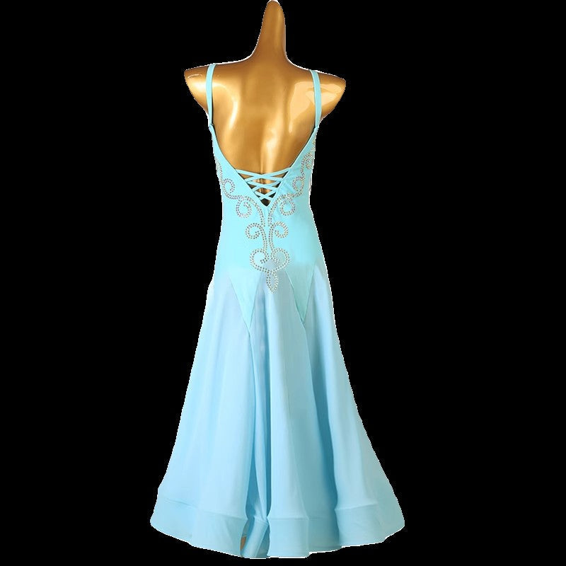 Customisable-Women's Embroider V-Neck DanceWear Ballroom Dance Dress