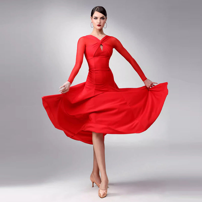 TID Customisable Women's Long Sleeve Dance Dresses Performance Competition Dancewear