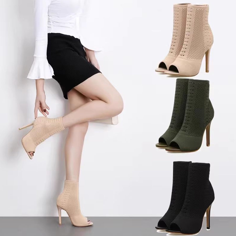 Women's 10cm Rubber Sole Slim High Heel Salsa Jazz Dance Shoes Heels Dance Boots