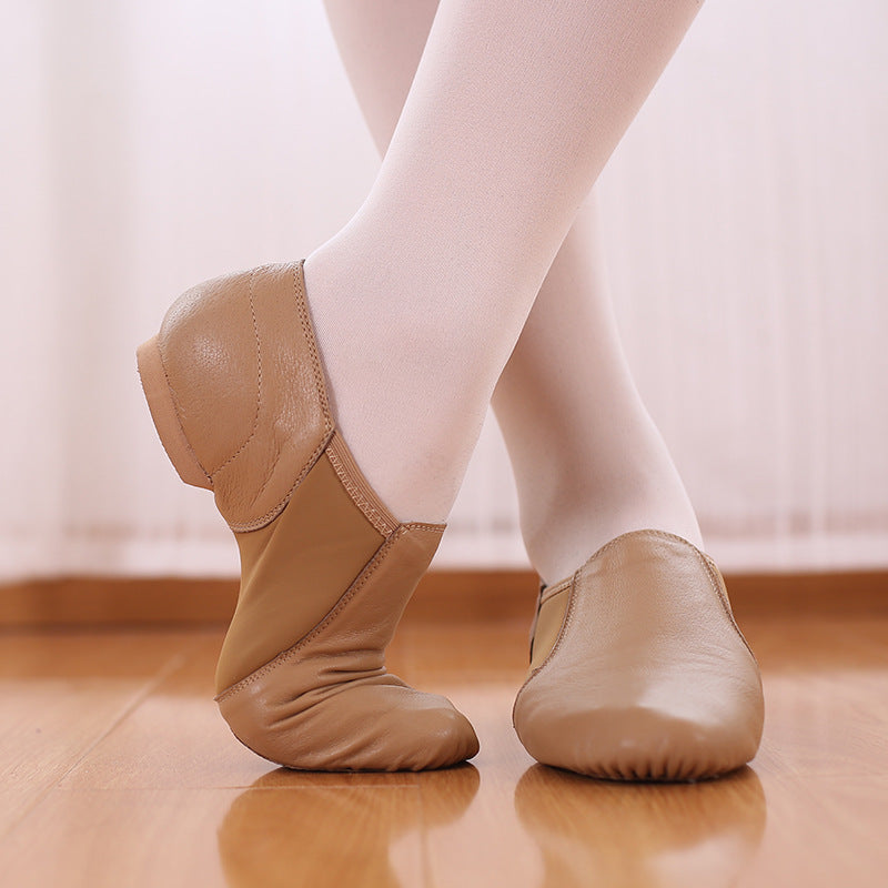 Real Leather Camel 0.5 cm Heels Teaching & Practice Shoes Jazz Dance Shoes