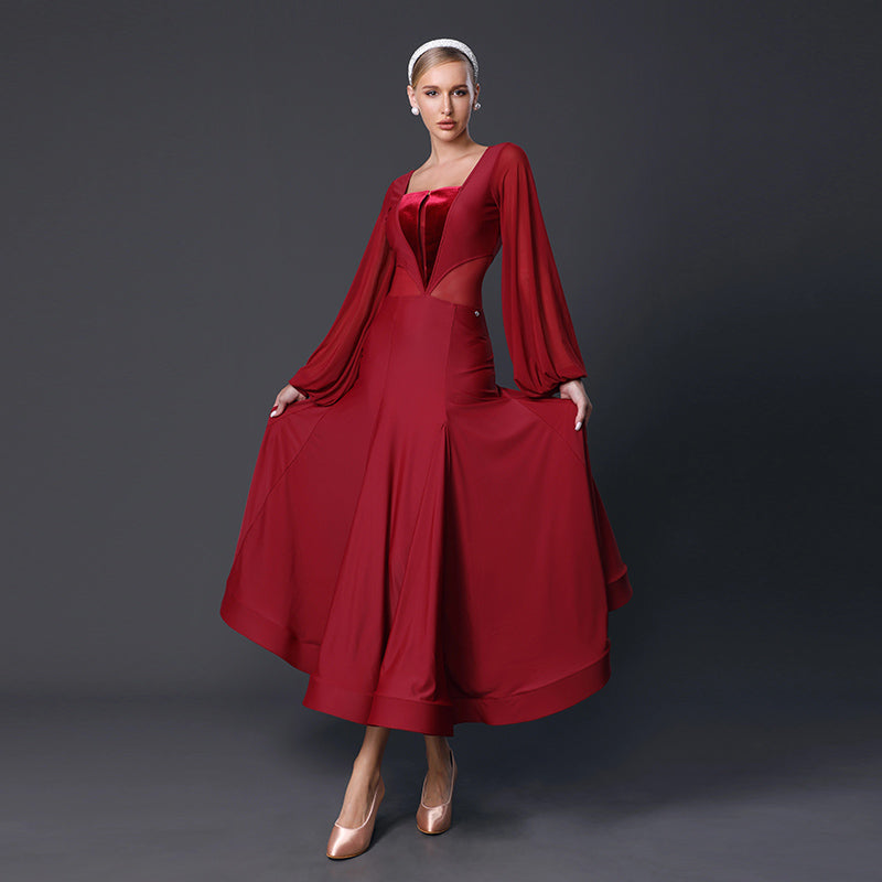 TID Customisable Women's Long Sleeve Dance Dresses Performance Competition Dancewear