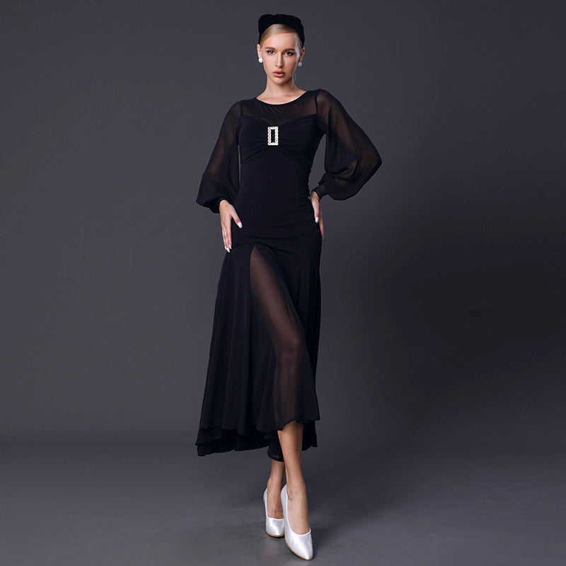 TID Customisable Women's Long Sleeve Dance Dresses Performance Competition Dancewear