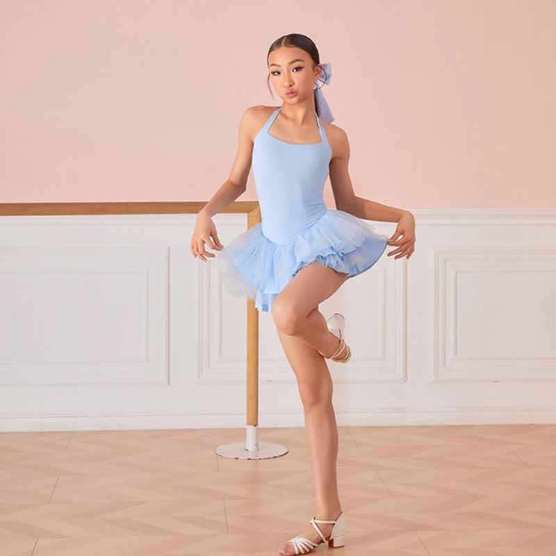 Z Girls Latin Dance Dress Training Performance Dance Wear(Without Flower)