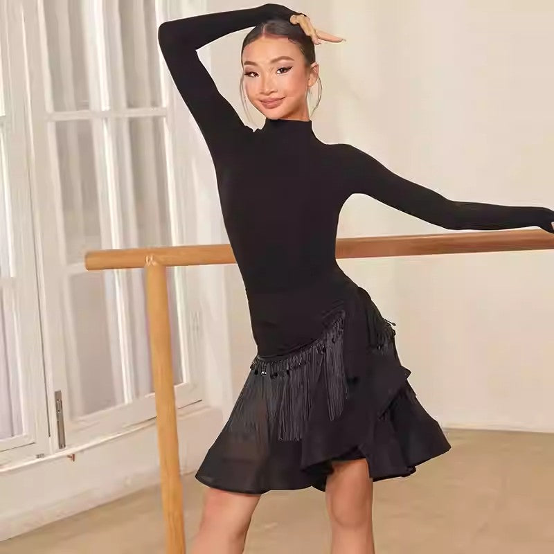 Z Girls Long Sleeve Latin Dance Tops Dance Wear Training Performance