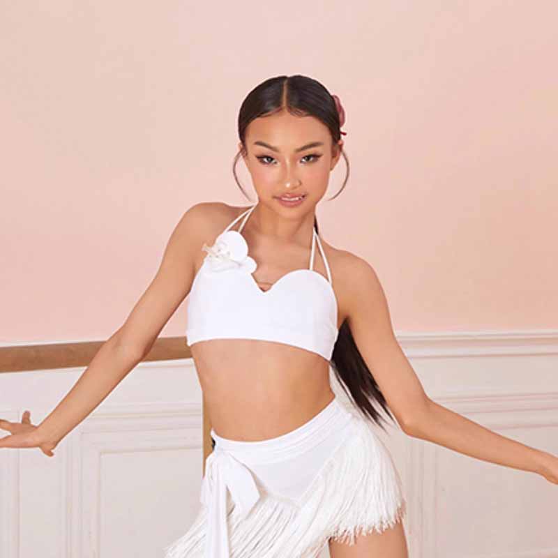 Z Girls Latin Dance Tops Dance Wear Training Performance(Without Flower)