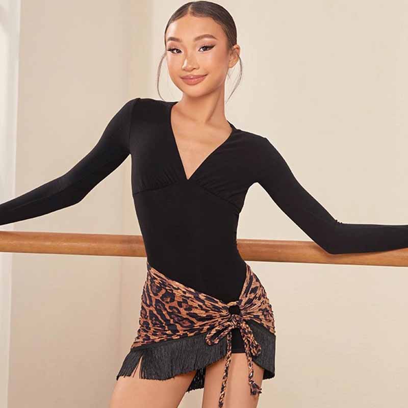 Z Girls Long Sleeve Backless Latin Dance Tops Dance Wear Training Performance