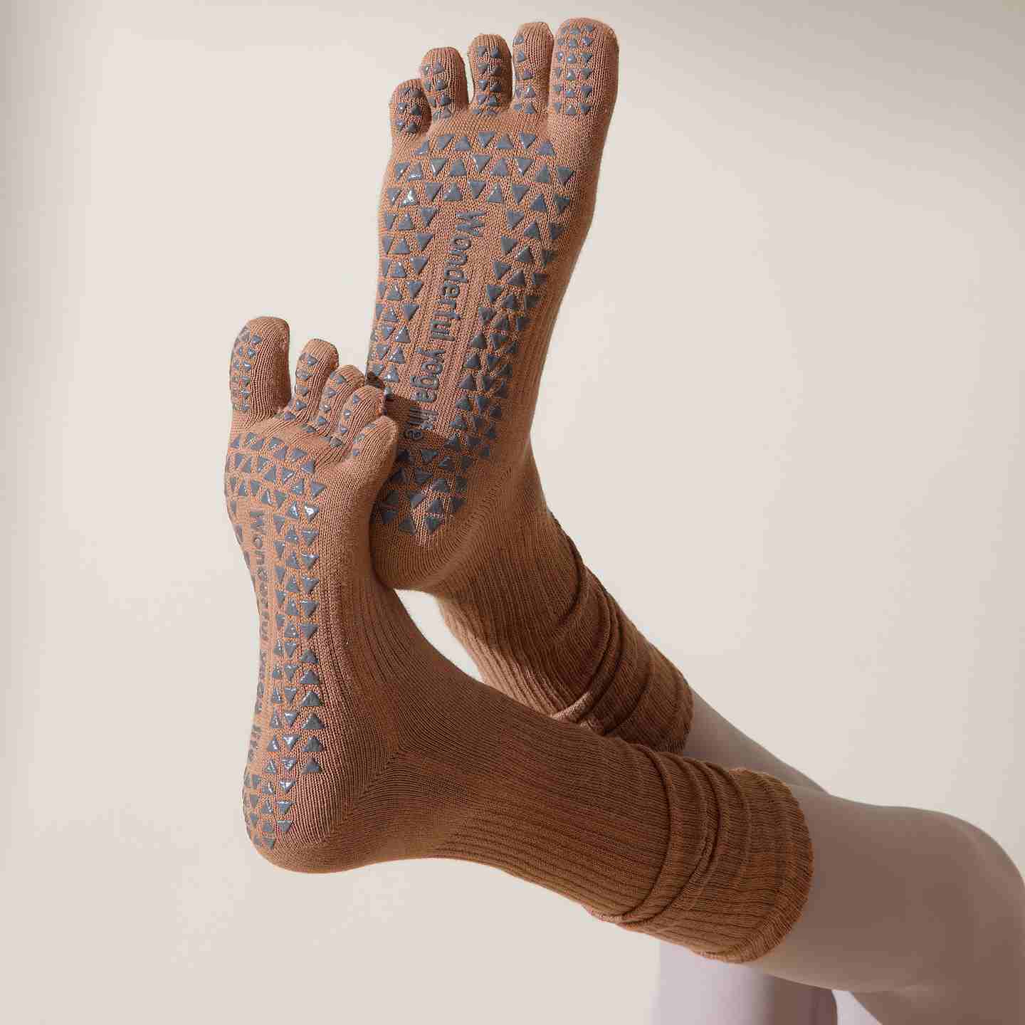 Five-Toe Split Yoga Pilates Knit Cotton Grip Short Socks