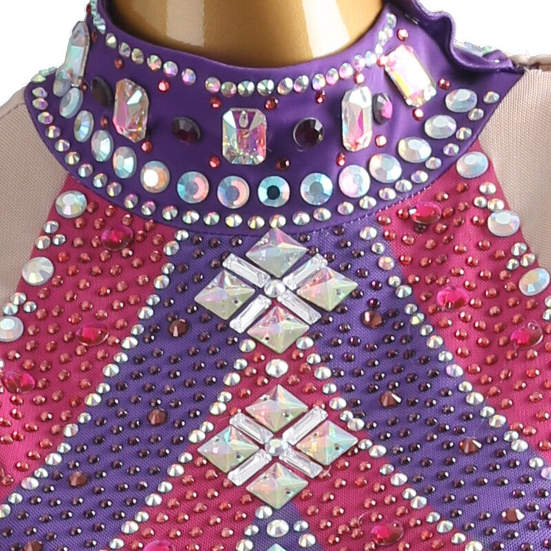YZY Customisable-Women's Fuchsia-Purple Tassel DanceWear Dance Dress Performance Wear
