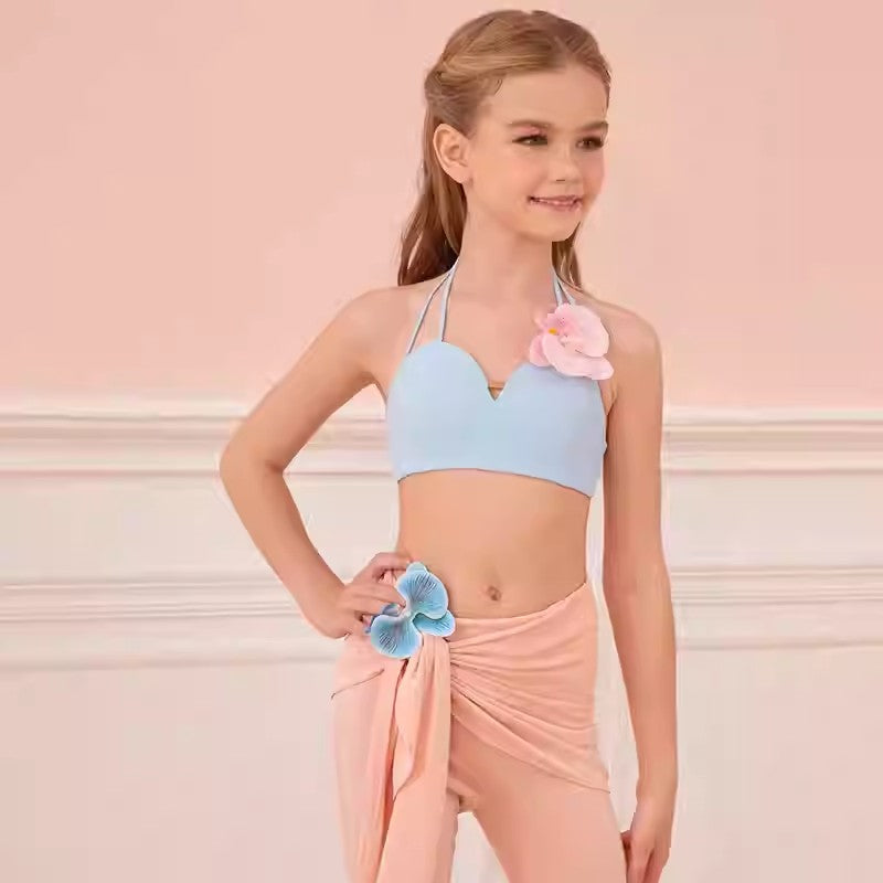 Z Girls Latin Dance Tops Dance Wear Training Performance(Without Flower)