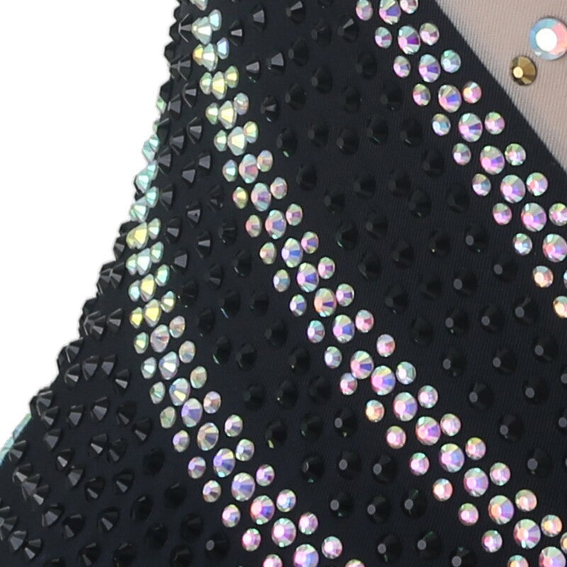 YZY Customisable-Women's Black Tassel DanceWear Dance Dress Performance Wear