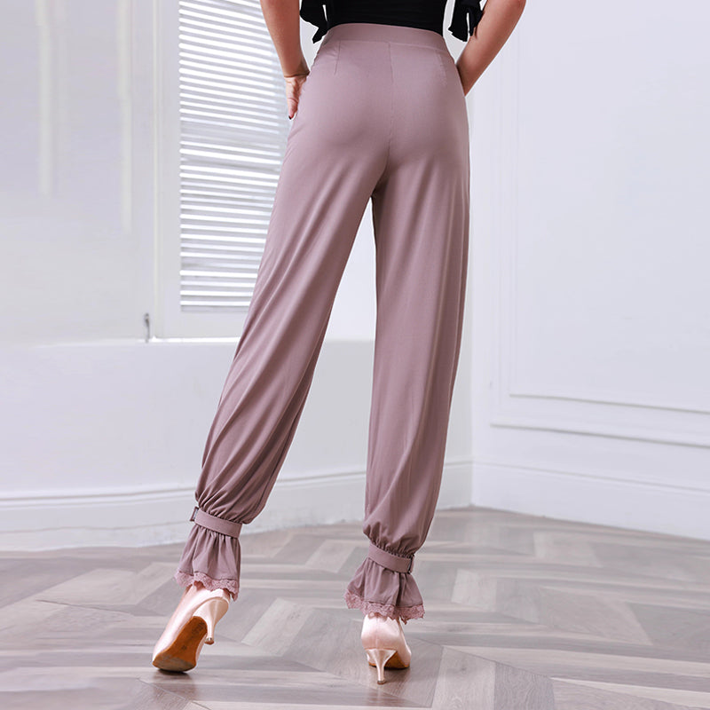 TID Women's Purple High Waist Pants Ballroom Dance Wear Training Performance Pants