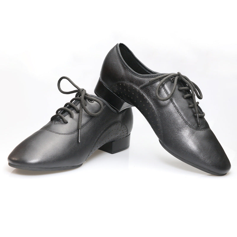 Men's 2.5cm Black Leatherette Heels Ballroom Dance Shoes