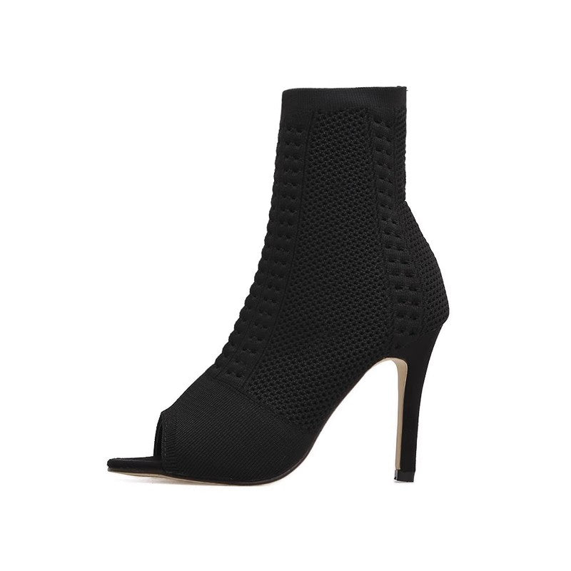Women's 10cm Rubber Sole Slim High Heel Salsa Jazz Dance Shoes Heels Dance Boots