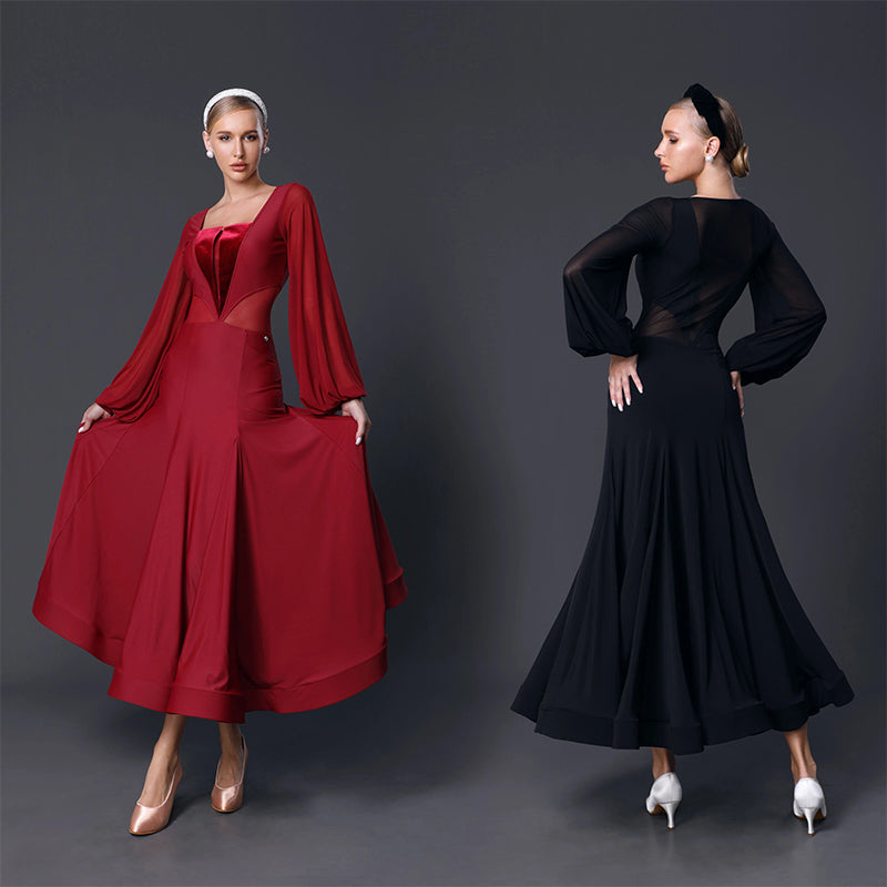 TID Customisable Women's Long Sleeve Dance Dresses Performance Competition Dancewear