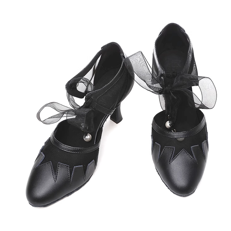FHX Women's Lace Up Leatherette Customized Heels Ballroom Dance Shoes Modern Shoes