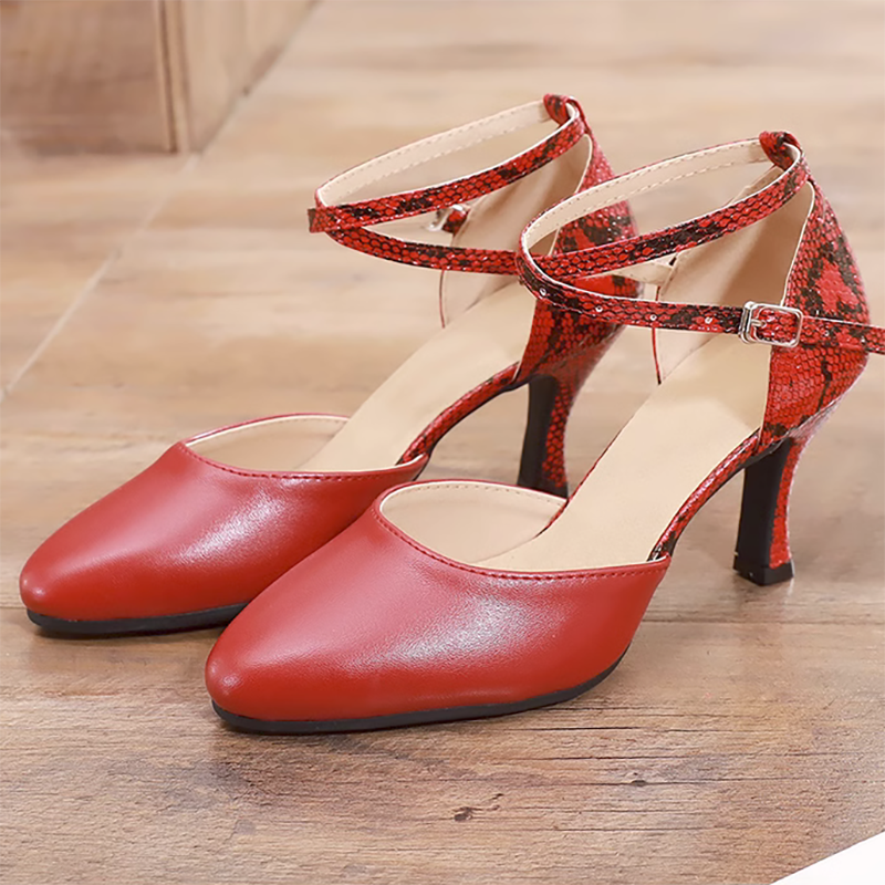 Women's Burgundy Leatherette Customized Heels Ballroom Dance Shoes Modren Shoes
