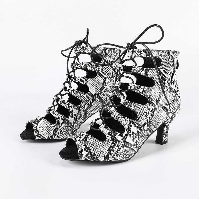 Women's Leatherette Rubber Sole Customized Heel Dance Boots Salsa Jazz Dance Shoes