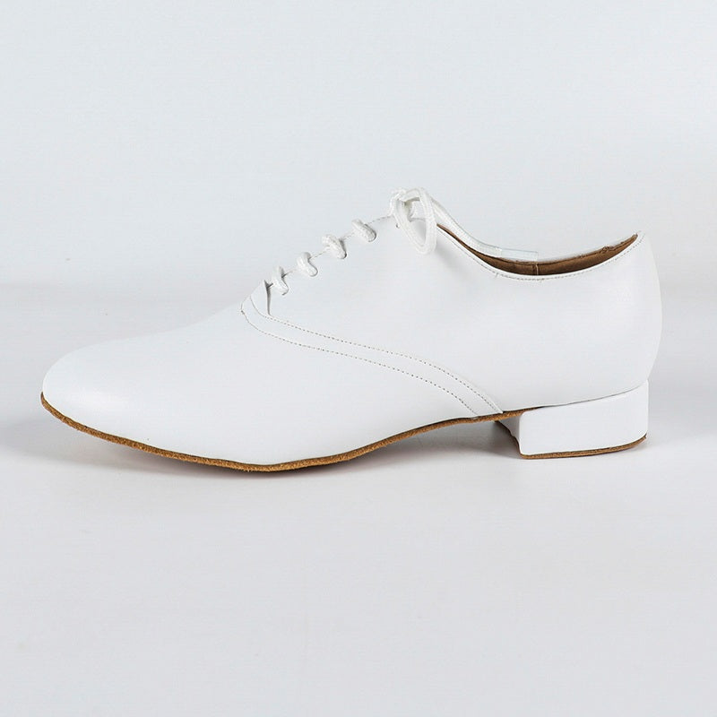 Men's 2cm White Leatherette Heels Ballroom Dance Shoes