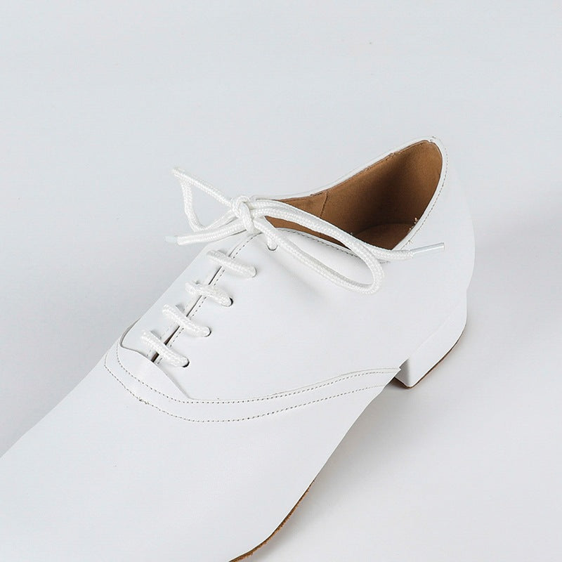 Men's 2cm White Leatherette Heels Ballroom Dance Shoes