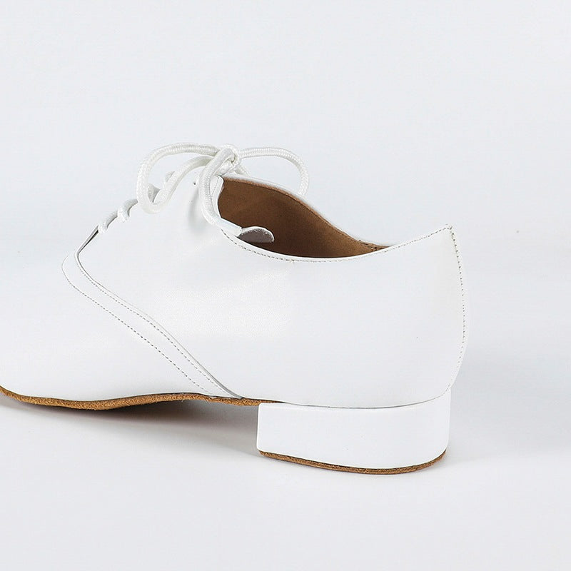 Men's 2cm White Leatherette Heels Ballroom Dance Shoes