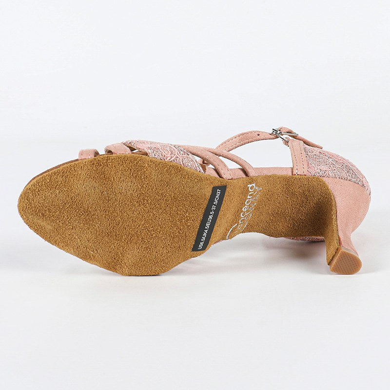 DS Women's Pink Customized Heel Latin Dance Shoes