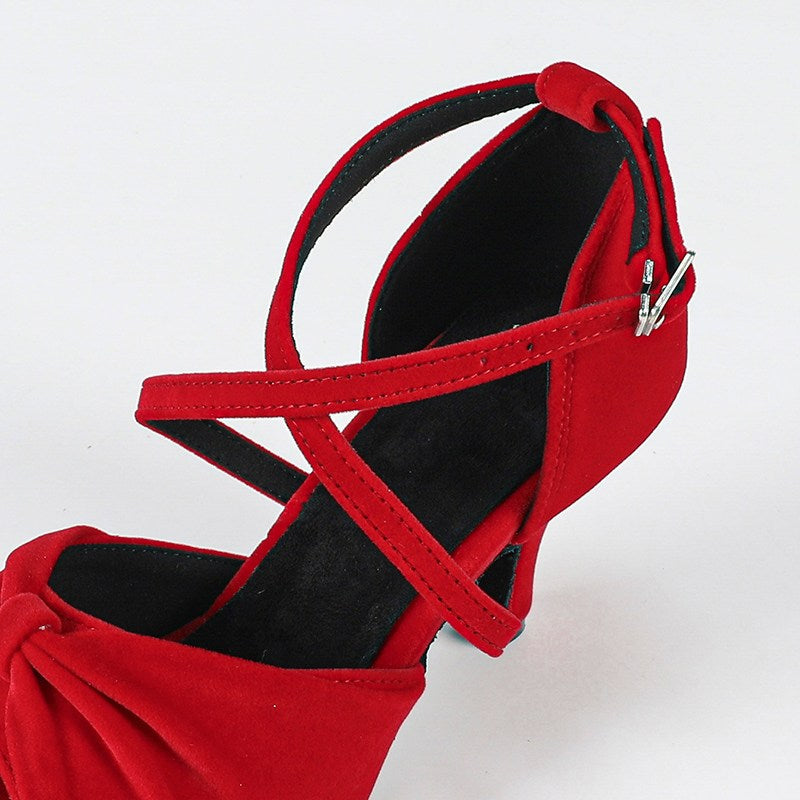DS Women's Burgundy Customized Heel Latin Dance Shoes