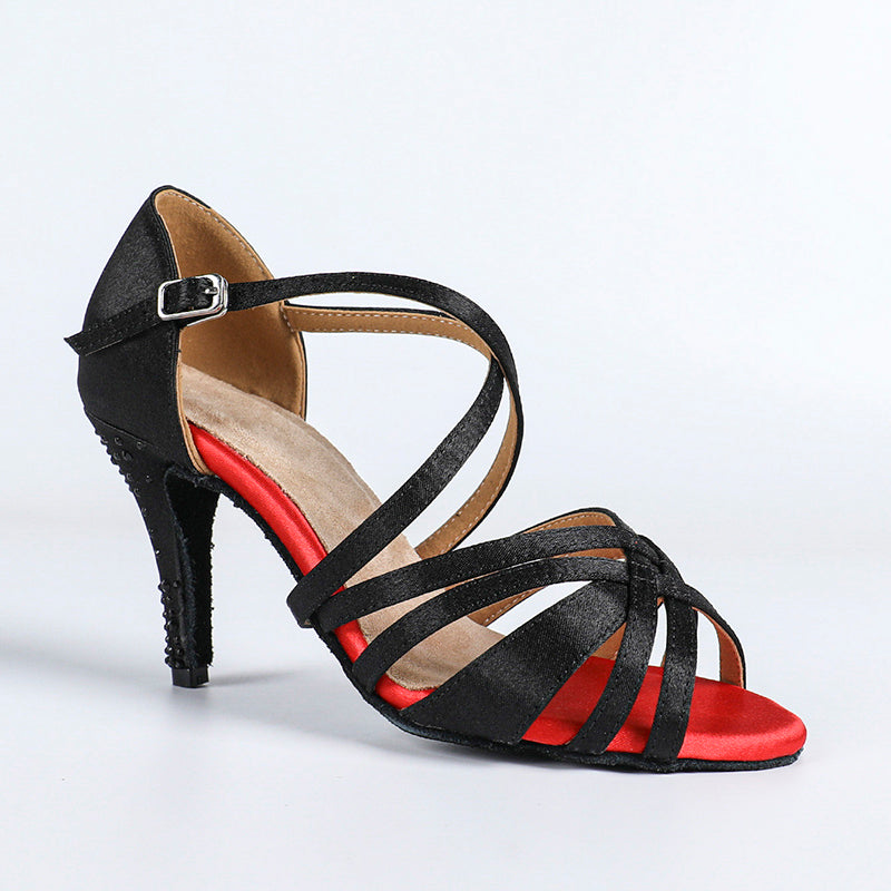 DS Women's Satin Customized Heel Ballroom Dance Shoes Latin Shoes