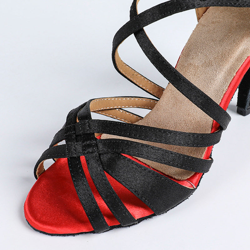 DS Women's Satin Customized Heel Ballroom Dance Shoes Latin Shoes