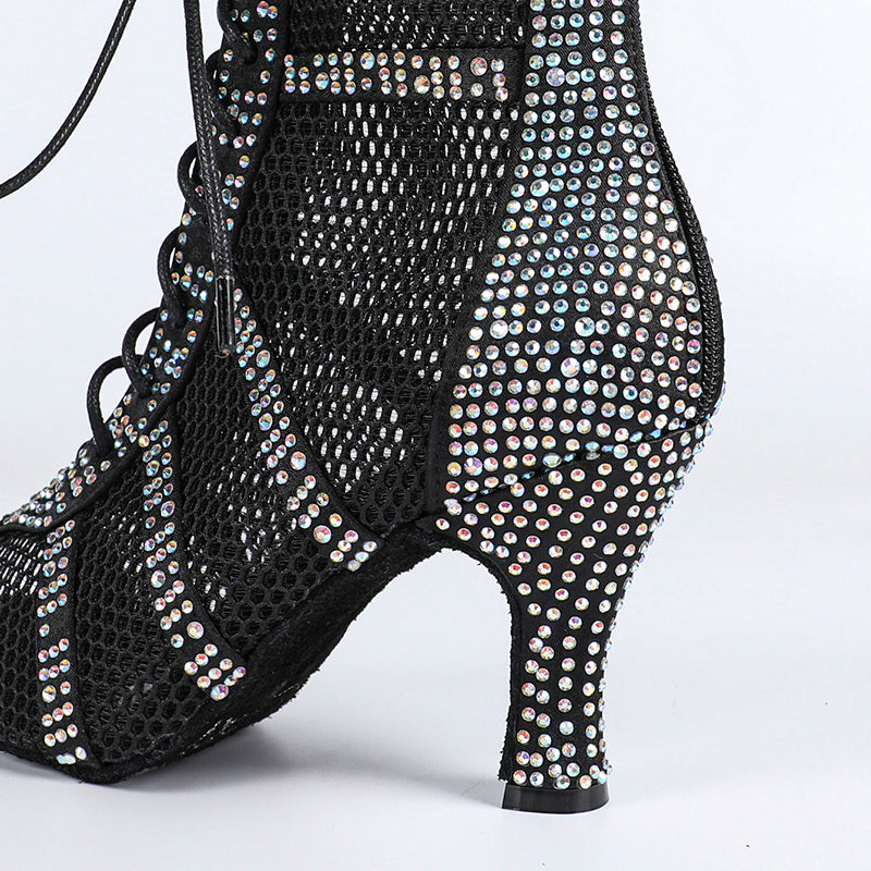 Women's Satin Customized Heel Dance Boots Jazz Salsa Dancing Shoes