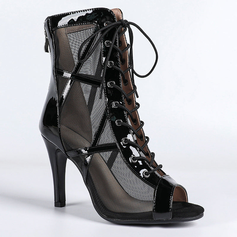 Women's 10cm Leatherette Heel Dance Boots Jazz Salsa Street Sole Dance Shoes