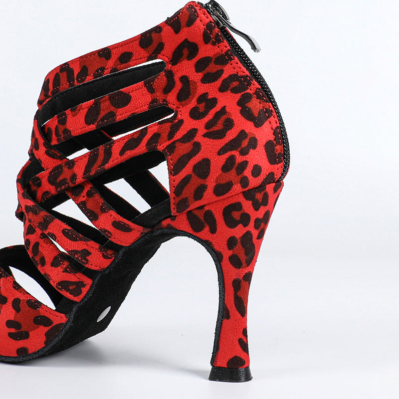 DS Women's Suede Leopard Customized Dance Heels Boots Salsa Jazz Dance Shoes
