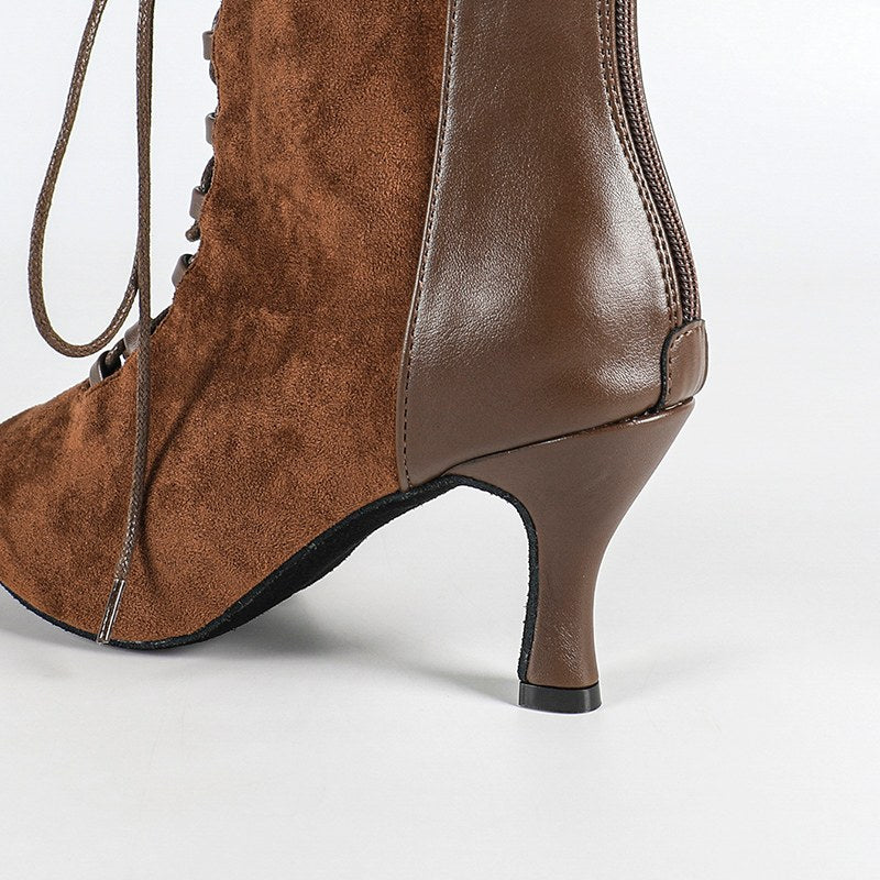 DS Women's Suede Customized Heel Dance Boots Heel Heels Dance Boots Jazz Salsa Dancing Shoes