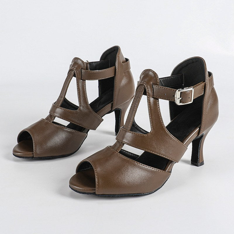 Women's Leatherette Customized Heel Buckle Salsa Dance Heels Dance Boots Dance Shoes